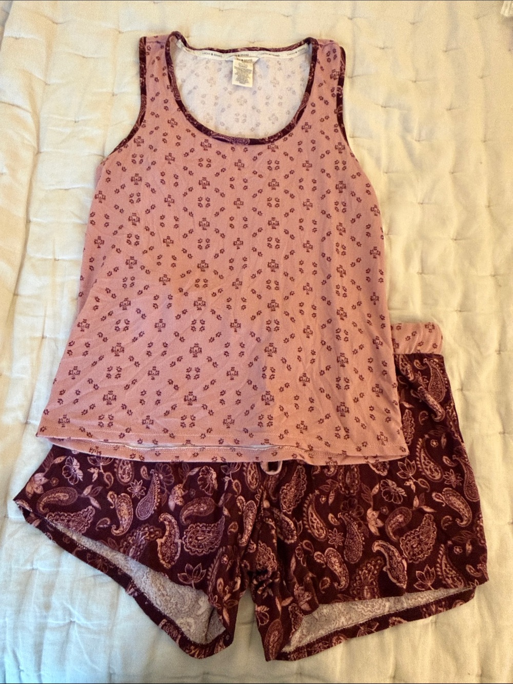 Women's Pink Paisley Sleep Tank & Shorts Set